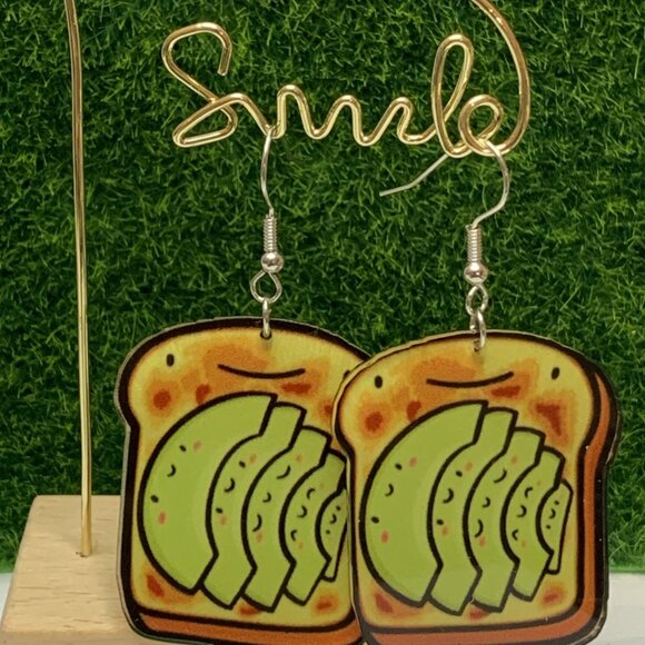 Avocado Earring, Toast Earring, Funny Food Earring, Gift Idea, Cinco De Mayo - Picture 4 of 6